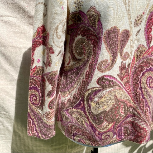 Pure Cashmere Paisley V Neck Sweater - Picture 8 of 10